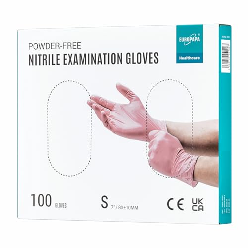 EUROPAPA® 100x Nitrilhandschuhe Pink Box Einweghandschuhe Einmalhandschuhe Untersuchungshandschuhe Nitril Handschuhe puderfrei ohne Latex unsteril latexfrei disposible gloves von EUROPAPA