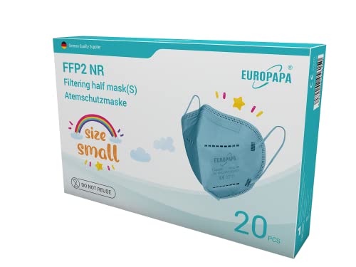 EUROPAPA® 20x FFP2 Maske S in Kleiner Größe Mundschutz Masken Atemschutzmasken 5-lagig hygienisch einzelverpackt EU 2016/425 (Blau) von EUROPAPA