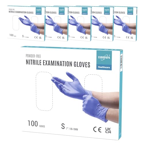 EUROPAPA® 500x Einweghandschuhe Nitrilhandschuhe puderfrei Untersuchungshandschuhe EN455 EN374 latexfrei Einmalhandschuhe Handschuhe in Gr. S, M, L & XL verfügbar (Lila, S) von EUROPAPA