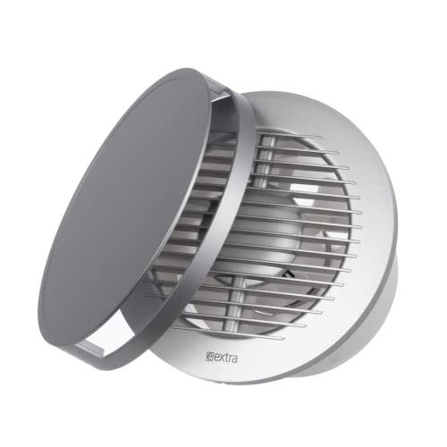 EUROPLAST Ø 125mm Bad-Lüfter - Fan zur Belüftung in Bad und WC gegen Feuchtigkeit - Leise Ventilator (Rund mit Lichtschalter-Aktivierung) - Kunststoff - Silber von EUROPLAST