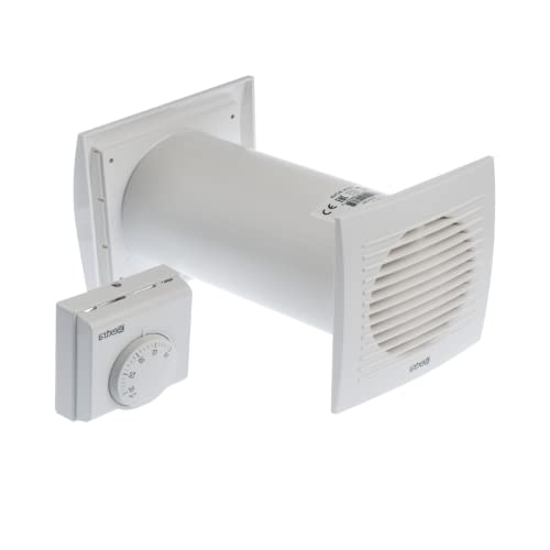 Ø 125mm Wärmeverteiler Lüfter Ventilator Ab- Zuluft Thermostat Wärmelüfter Warmluft Wand von EUROPLAST