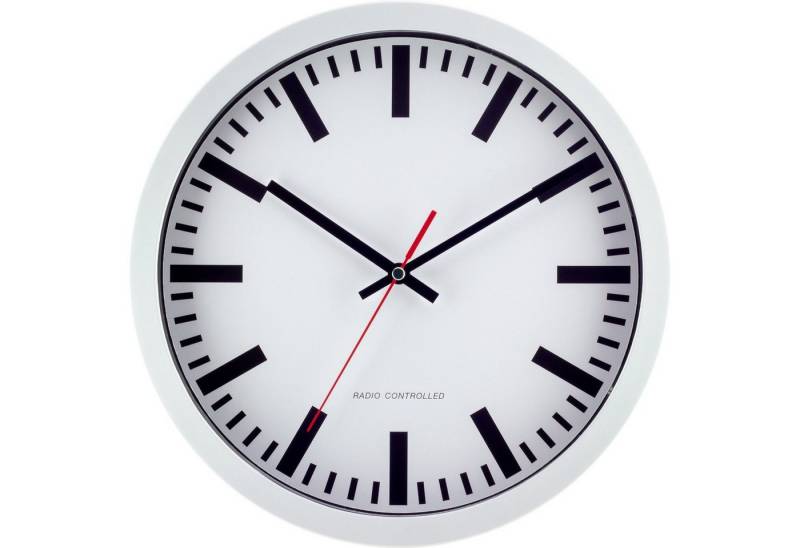 EUROTIME Funkwanduhr Funk-Wanduhr Bahnhof-Style, weiß EUROTIME Funkwanduhr Funk-Wanduhr Bahnhof-Style, weiß von EUROTIME