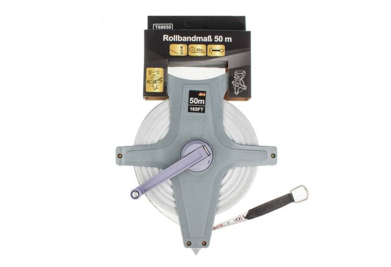 EUROTOOLS Rollbandmaß Rollbandmaß 50 m, Kunststoffgehäuse mit Kurbel von EUROTOOLS