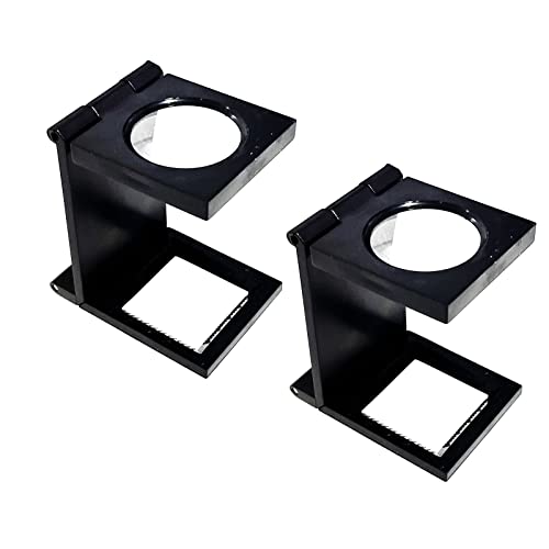 EUROXANTY® 10x Lupe | Klappbar und lichtgewicht | Vergrößerungsglas | Lesehilfe | Schwarzes PVC | Ø 28 mm | 2x Stücke von EUROXANTY