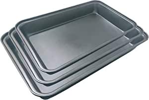 EUROXANTY Satz stapelbarer Backbleche | rechteckige Backofenbleche verschiedener Größen | Lasagne-Formen aus Edelstahl | antihaftbeschichtete Tiramisu-Formen | 3er Set von EUROXANTY