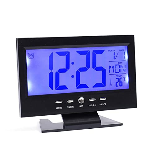 EUROXANTY Tischuhr | Digitale Weckeruhr mit Datumsanzeige und Thermometer | lauter Wecker mit LCD-Bildschirm und Hintergrundbeleuchtung | batteriebetriebener Wecker | Schwarz von EUROXANTY