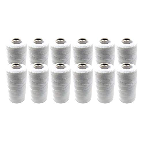 Nähgarn | 12 Garnrollen aus Polyester | Polyester-Nähset | weißer Nähfaden | 12er Set 500-Meter-Garnspulen | weißes Nähmaschinengarn | 12 Nähgarn-Spulen | EUROXANTY Kurzwaren von EUROXANTY