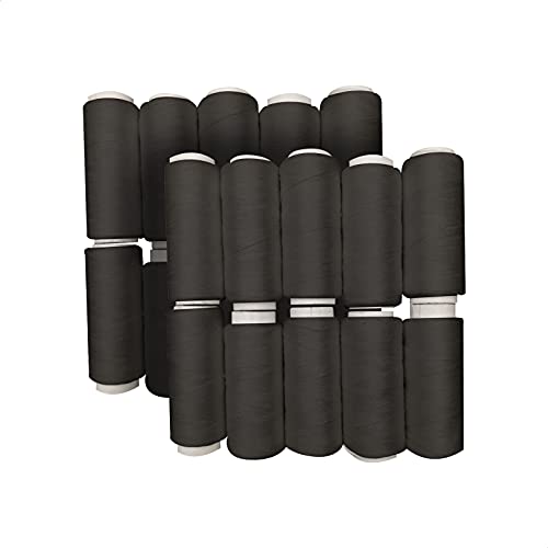 Nähgarn-Set | 20 Garnrollen | 100% Polyester Garnspulen | Garn für Nähmaschinen und Freundschaftbänder | Nähset bestehend aus 20 schwarzen Nähfaden-Spulen | EUROXANTY Kurzwaren Nähgarn-Set | 20 Garnrollen | 100% Polyester Garnspulen | Garn für Nähmaschinen und Freundschaftbänder | Nähset bestehend aus 20 schwarzen Nähfaden-Spulen | EUROXANTY Kurzwaren von EUROXANTY