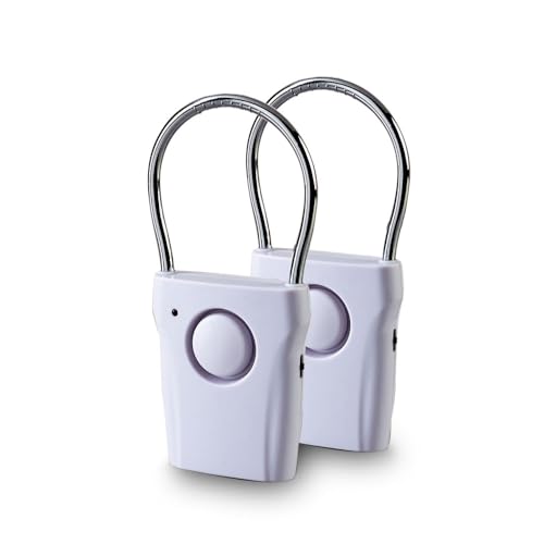 EUROtops Elektronischer Türgriffalarm – 2er-Set, Tür- und Fenster-Alarm mit 110 dB/Glockenläuten, 1500 Stunden Batteriebetrieb, Berührungs-Sensor für Zuhause/Hotelzimmer/Wohnmobil, Weiß von EUROtops