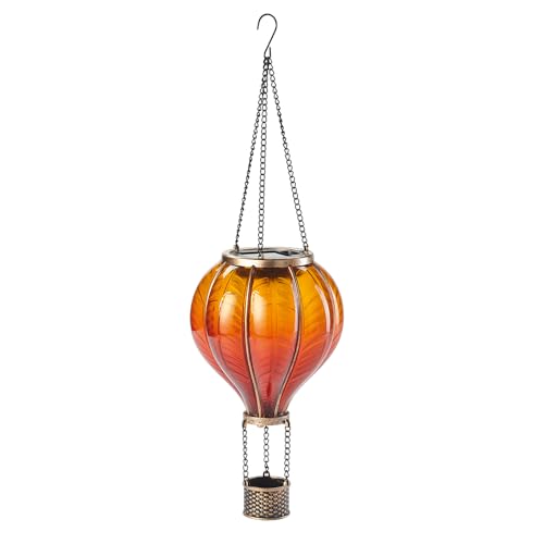 EUROtops Solar-Heißluftballon Sunset – Orange / Rot, 20 flackernde LEDs, Wetterfester Kunststoff, Outdoor-Dekoration / LED-Beleuchtung zum Aufhängen für Garten und Balkon, 45 cm von EUROtops