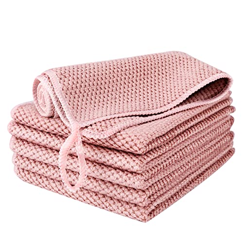 EURSPEUNG Mikrofasertücher Reinigungstücher putzlappen Putztücher Fenster Tücher Mikrofasertücher Geschirrtücher, Allzweck Microfasertücher, 6 Stück, Größe 30x30cm (Rosa) von EURSPEUNG