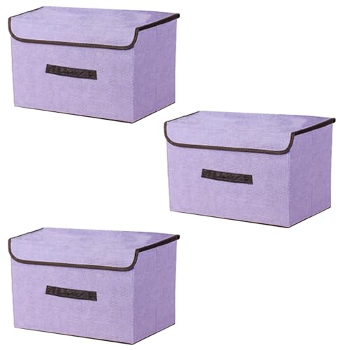 EURXLQ 3 Lila Faltbare Aufbewahrungsbox mit Deckel 36×23×24 cm,Leinen Stoff Faltbare Lagerung Bin mit Flip-Top-Deckel & Griffe,Kleidung Decke Box für Haus,Kleiderschrank EURXLQ 3 Lila Faltbare Aufbewahrungsbox mit Deckel 36×23×24 cm,Leinen Stoff Faltbare Lagerung Bin mit Flip-Top-Deckel & Griffe,Kleidung Decke Box für Haus,Kleiderschrank von EURXLQ