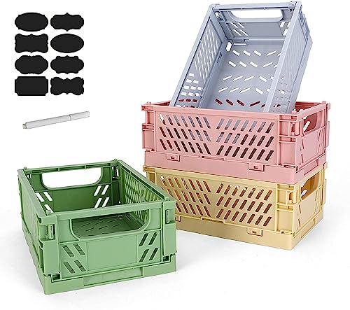 EURXLQ 4 Pack Mini Klappbox,Klappkiste Aufbewahrungskorb 15×10×6cm,Langlebig und Zuverlässig Folding Storage Crate,Ideal für Haus Küche Klassenzimmer und Büro Organisation,Bad Lagerung von EURXLQ