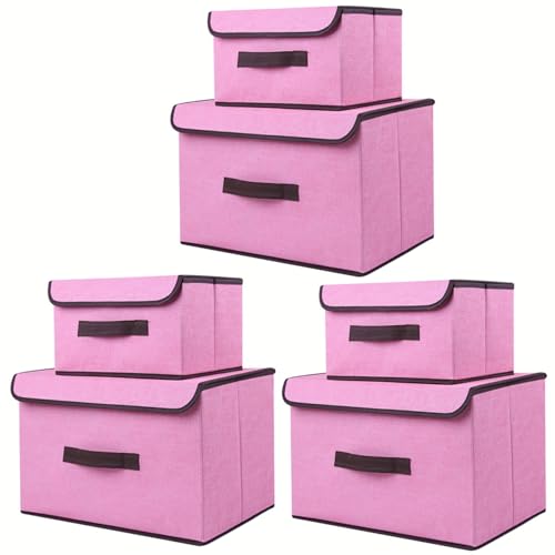 EURXLQ 6 Rosa Faltbare Aufbewahrungsbox mit Deckel 36 cm/3 pack+26 cm/3 pack,Leinen Stoff Faltbare Lagerung Bin mit Flip-Top-Deckel & Griffe,Kleidung Decke Box für Haus,Kleiderschrank EURXLQ 6 Rosa Faltbare Aufbewahrungsbox mit Deckel 36 cm/3 pack+26 cm/3 pack,Leinen Stoff Faltbare Lagerung Bin mit Flip-Top-Deckel & Griffe,Kleidung Decke Box für Haus,Kleiderschrank von EURXLQ
