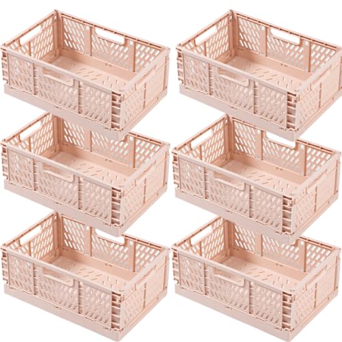 EURXLQ 6 Stück Rosa Klappbox 30×20×12cm,Klappkiste Körbe Aufbewahrung Zusammenklappbarer Tragbar Aufbewahrunskisten Bunt aufbewahrungskiste Geeignet für Küche,Bad,Büro,Schlafzimmer von EURXLQ