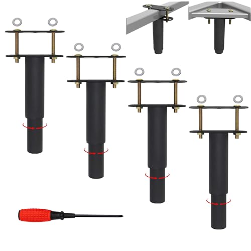 EURXLQ Bettfüße Einziehbar,Bettbeine Verstellbar,Bettgestell Beine,Bett Füße,Strapazierfähig Lattenstützbein,Metall-Möbelstützfüße,Geeignet für Bettgestell,Schrank,Sofa (18-33cm/4 pcs, Schwarz) von EURXLQ