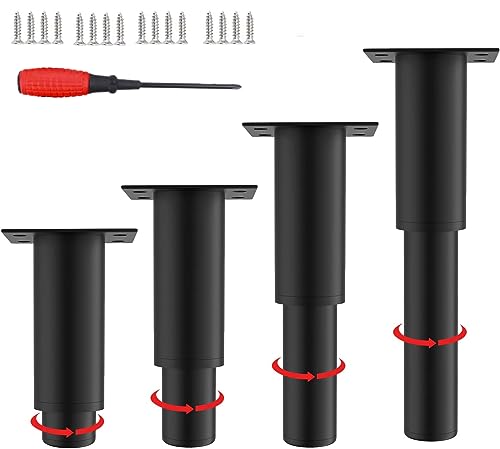 EURXLQ 4 Verstellbare Möbelfüße Schwarz,18-33cm Tischbeine Metall Füße für Möbel,rutschfest,Rostbeständig,Stark Belastbar,Möbelfüße Höhenverstellbar,Schrankfüsse,Schrank Füße von EURXLQ