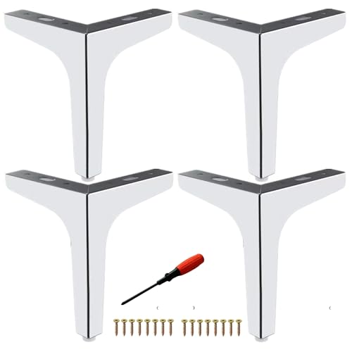 EURXLQ Möbelfüße Metall,Schrankfüsse,Schrankfüße,TV Lowboard Möbelfüsse,Schrankfüße für Schrank,TV-Schränke,Schubladen,Nachttisch,mit Schrauben,Schraubendreher (13cm/4 pcs, Silber) von EURXLQ