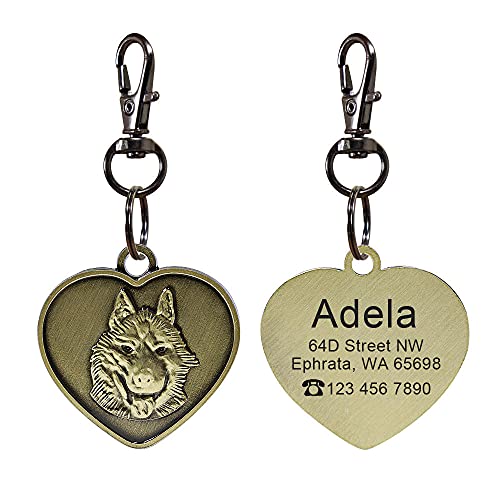 Benutzerdefinierte Hundemarke graviert personalisierte Namensmarke für Hunde Katzen Welpen Runde Metall Typenschild Haustierzubehör-Sebrian Husky-M von EUSFIYY
