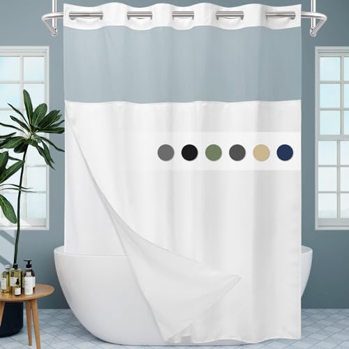 EUTXL Duschvorhang ohne Haken, mit Einrastfutter, 230 g/m², Waffelgewebe, Duschvorhänge für Badezimmer, 71 x 74 cm (B x H), Weiß von EUTXL