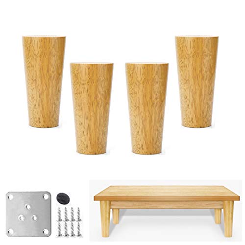 EUTYRG 4 Sofabeine aus Holzmaterial, Stuhl-, Bett-, Fernseh-, Schrank-, Couch-, Tischfüße, Massivholz, Ersatz-Schrankfüße aus Gummiholz (vertikal 15 cm) von EUTYRG