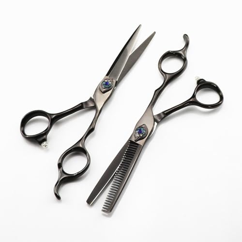 EUTYRG Haarschneideschere, 6 Zoll, professionelle Schere aus japanischem 440c-Stahl, Feder-Haarschere, Haarschnitt, Effilierschere, Friseurschere (Schneiden S (Set Q) von EUTYRG