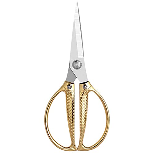 EUTYRG Küchen-Geflügelschere, Edelstahlschere, Haushaltslegierung, Küchen-Hühnerknochen, Starke Schere, doppeltes Fischmuster (Gold) von EUTYRG