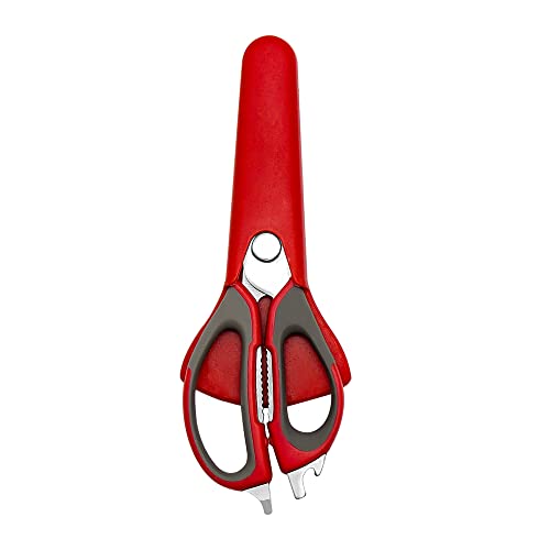 EUTYRG Küchen-Geflügelschere, Küchenschere, multifunktionaler Geflügelöffner, Knochenschneider, Schere, Schälschere, Geflügelschere mit (rot_grau) von EUTYRG