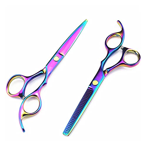 EUTYRG Schere zum Haareschneiden 5,5 Zoll oder 6 Zoll Friseursalon, Friseurschere, Friseursalonbedarf, professionelle Friseurschere, flach geschnittene Effilierschere, Haarschneideset (Schwarzes Se von EUTYRG