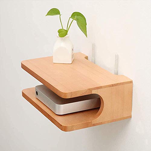 EUTYRG Schweberegale TV Standregal Konsole Massivholz Router Aufbewahrungsbox Wandmontage Wohnzimmer Set-Top-Box She von EUTYRG