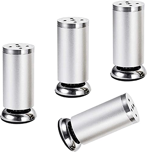 EUTYRG Set mit 4 verstellbaren Möbelstützbeinen, Schrankbeinen aus Zinklegierung, Sofafüßen, Metall-Couchtisch, Bett, TV-Ständer, Badezimmer (Silber, 15 cm) von EUTYRG