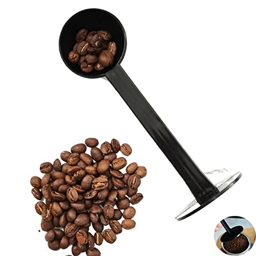 Kaffeelöffel, Standardlöffel, Pulverpresse, Dual-Use-Kaffeelöffel, 2-in-1-Messlöffel, 10 g Löffel, Kaffeemaschinenzubehör, Küchenutensilien (schwarz) von EUTYRG