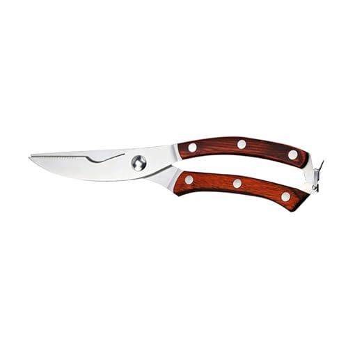 Küchen-Geflügelschere, leistungsstarke Küchenschere für Hühnerknochen, Hühner- und Entenfischschneider, Schere aus Edelstahl zum Entfernen (Holzgriff) von EUTYRG