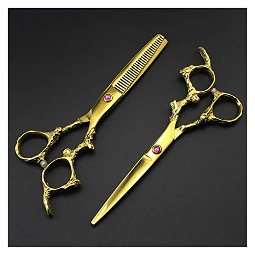 Schere zum Haareschneiden, professionelle 6-Zoll-Friseurschere, Goldener Drachengriff, Effilierschere, Friseurschere, Friseurschere, Haarschneideset (Gold Cuttin (Gold Set Q) von EUTYRG