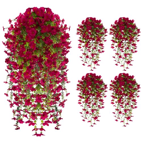 EUWLY Kunstblumen Hängend (4, Rose red) von EUWLY