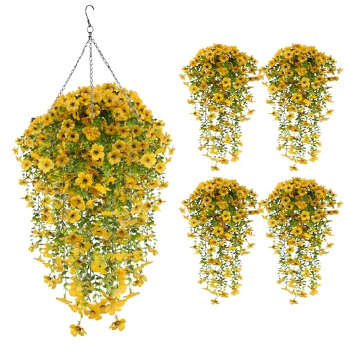 EUWLY Kunstblumen Hängend (4, Yellow) von EUWLY