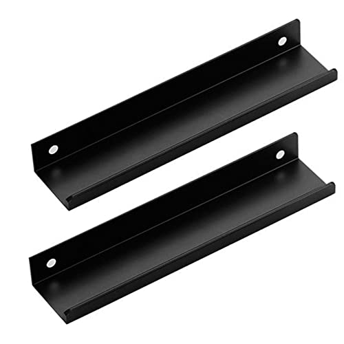 EUXHTYWP Aluminiumlegierung Unsichtbarer Türknauf Kleiderschrank Küchenschubladengriffe Schrank Finger Edge Pull Möbelgriffe Schwarz 2 Stück(Hole distance 256mm) von EUXHTYWP