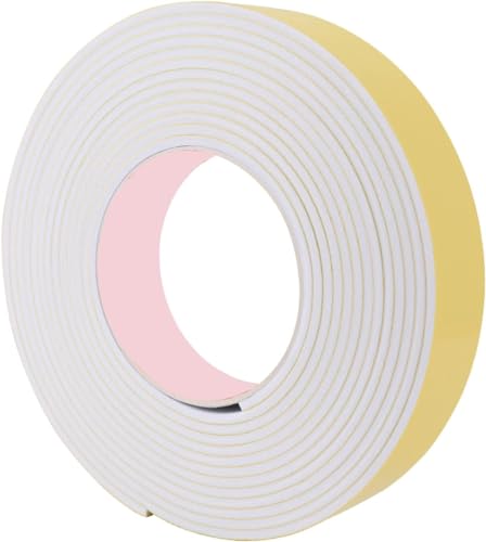 EUXHTYWP Dichtungsschaumband, Schaumstoffband, 2 Stück, einseitig, 20 mm × 5 m – 50, Dicke 3, weißer Schaumstoffstreifen, geeignet for Abdichten von Türen und Fenstern(50mmx5m) von EUXHTYWP