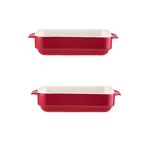 EUXHTYWP Ofen-Auflaufformen, rechteckige Keramik-Auflaufform, ideal for Ofenform, Lasagneform, kleine Auflaufform, 2er-Set(Red,5.5Inch) von EUXHTYWP