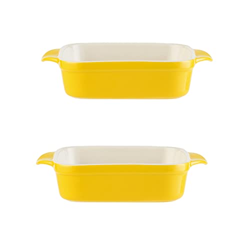 EUXHTYWP Ofen-Auflaufformen, rechteckige Keramik-Auflaufform, ideal for Ofenform, Lasagneform, kleine Auflaufform, 2er-Set(Yellow,5.5Inch) von EUXHTYWP