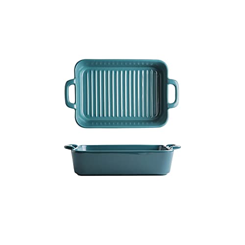 EUXHTYWP Ofen-Backformen, Keramik-Backform, rechteckig, mit Griff for den Ofen, Lasagne-Auflaufform, individuelles Backgeschirr(Blue) von EUXHTYWP