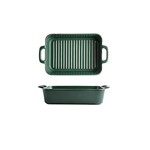 EUXHTYWP Ofen-Backformen, Keramik-Backform, rechteckig, mit Griff for den Ofen, Lasagne-Auflaufform, individuelles Backgeschirr(Green) von EUXHTYWP