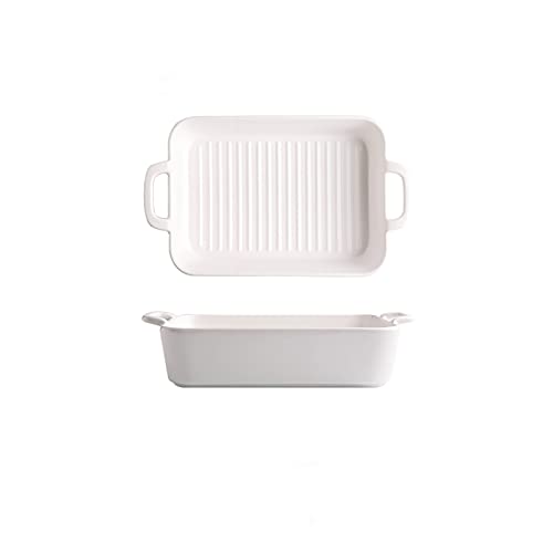 EUXHTYWP Ofen-Backformen, Keramik-Backform, rechteckig, mit Griff for den Ofen, Lasagne-Auflaufform, individuelles Backgeschirr(White) von EUXHTYWP