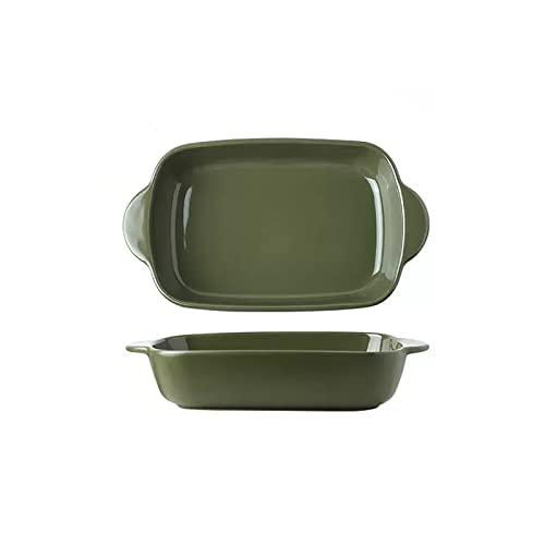 EUXHTYWP Ofen-Backformen, Keramik-Backformen mit Griff, Bräter, Lasagne-Pfanne, Auflauf, rechteckiges Backgeschirr for Kochen in der Küche(Green) von EUXHTYWP