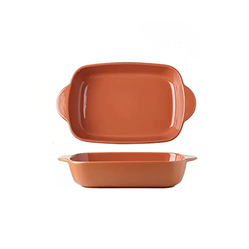 EUXHTYWP Ofen-Backformen, Keramik-Backformen mit Griff, Bräter, Lasagne-Pfanne, Auflauf, rechteckiges Backgeschirr for Kochen in der Küche(Red) von EUXHTYWP
