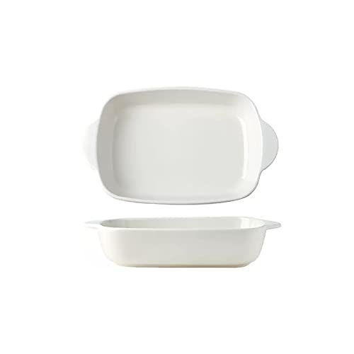 EUXHTYWP Ofen-Backformen, Keramik-Backformen mit Griff, Bräter, Lasagne-Pfanne, Auflauf, rechteckiges Backgeschirr for Kochen in der Küche(White) von EUXHTYWP