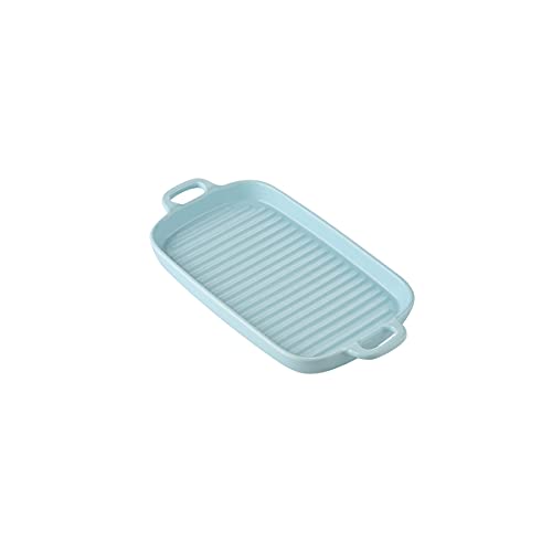 EUXHTYWP Ofen-Backformen, kleine Keramik-Backformen mit Griff, Ofenform, Bräter, Lasagne-Pfanne, Auflaufform, kleines rechteckiges Backgeschirr (6,1 Zoll)(Blue) von EUXHTYWP