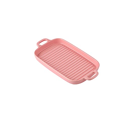 EUXHTYWP Ofen-Backformen, kleine Keramik-Backformen mit Griff, Ofenform, Bräter, Lasagne-Pfanne, Auflaufform, kleines rechteckiges Backgeschirr (6,1 Zoll)(Pink) von EUXHTYWP