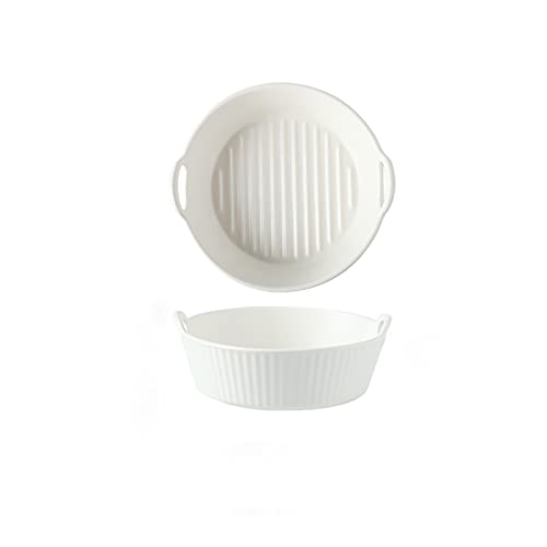 EUXHTYWP Ofenbackformen, Keramik-Backform, Backgeschirr, for Kochen, Kuchenbraten, täglichen Gebrauch(White,Round) von EUXHTYWP