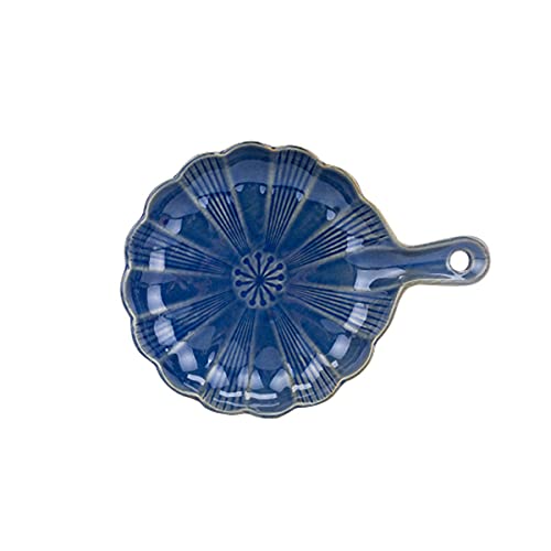EUXHTYWP Ofenbackformen, Keramik-Backform, Keramik-Kuchenform, Porzellan-Backgeschirr, Serviergeschirr for den Ofen, Lasagneformen, Auflaufform, Quicheform, runde Blütenblattform, 1 Stück(Blue) von EUXHTYWP